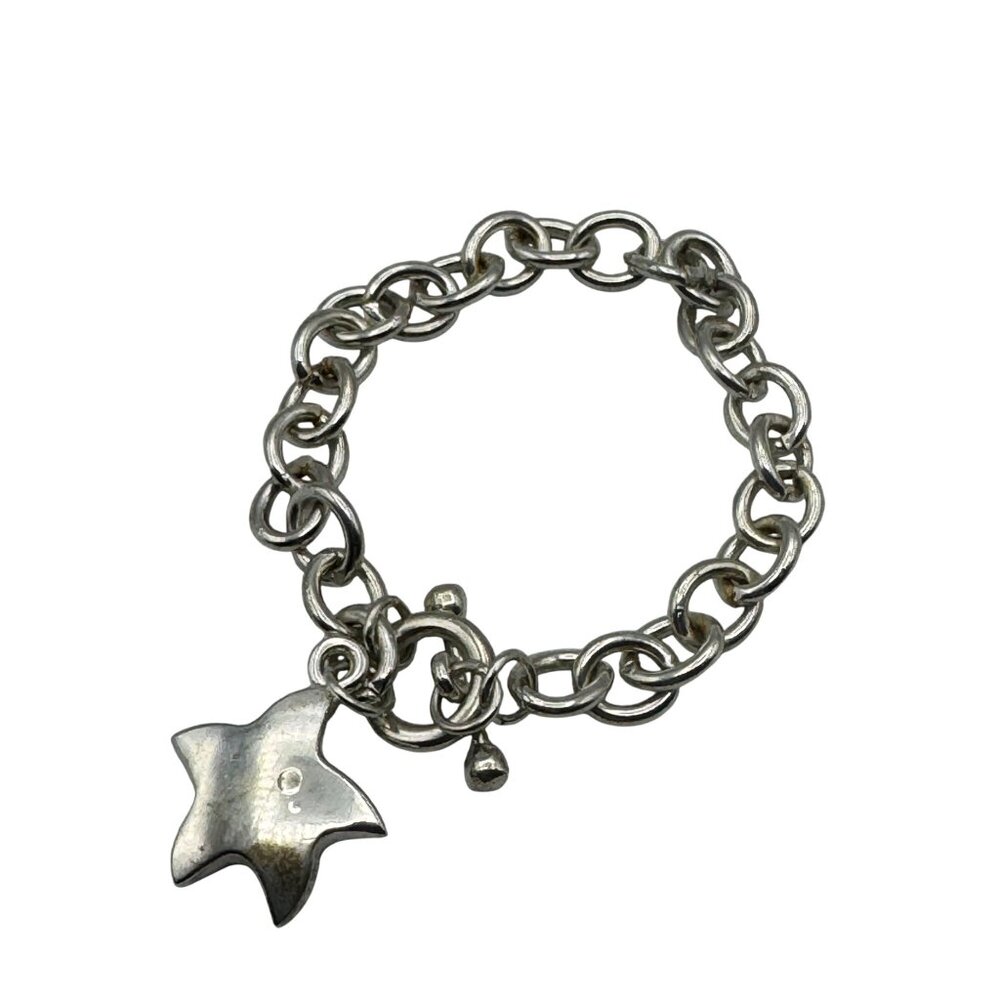 Silver Star Charm Toggle Bracelet Link Chain 7 Inches Adjustable